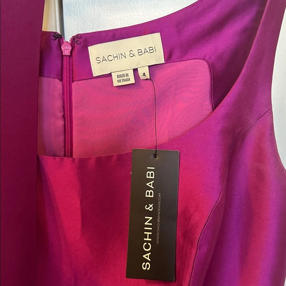 SACHIN + BABI Dress Size 4 Evening Gown NEW Kruse Gown w/ Belt Magenta Purple - Picture 4 of 4